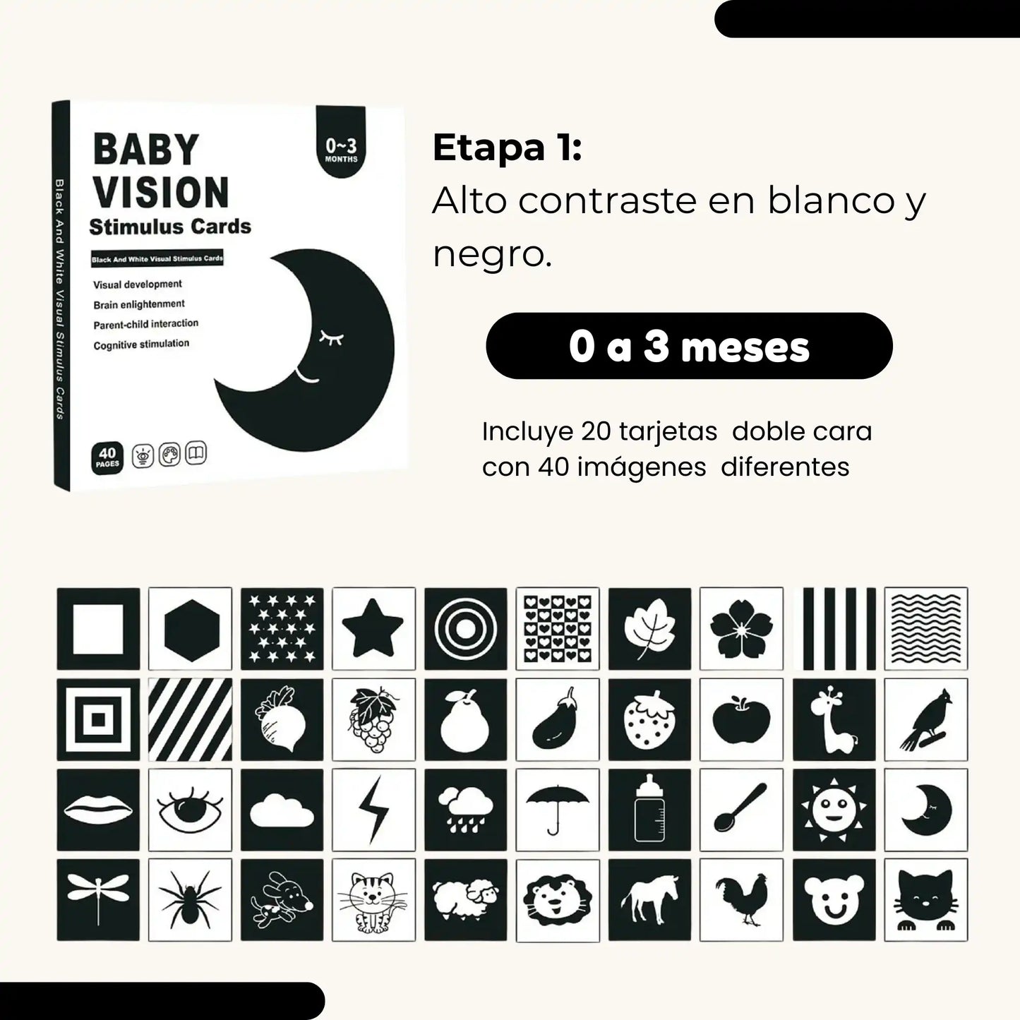 tarjetas para estimular vision bebes