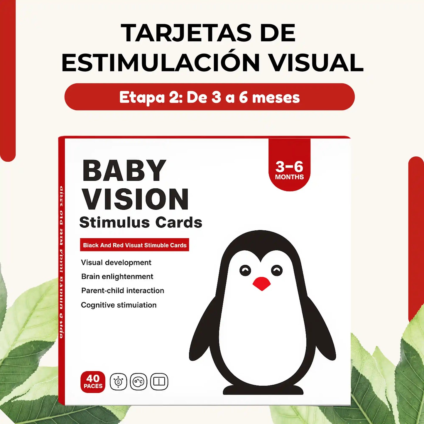 Tarjetas de Estimulación Visual Etapa 2 (3-6 meses) — Introducción al Color Rojo