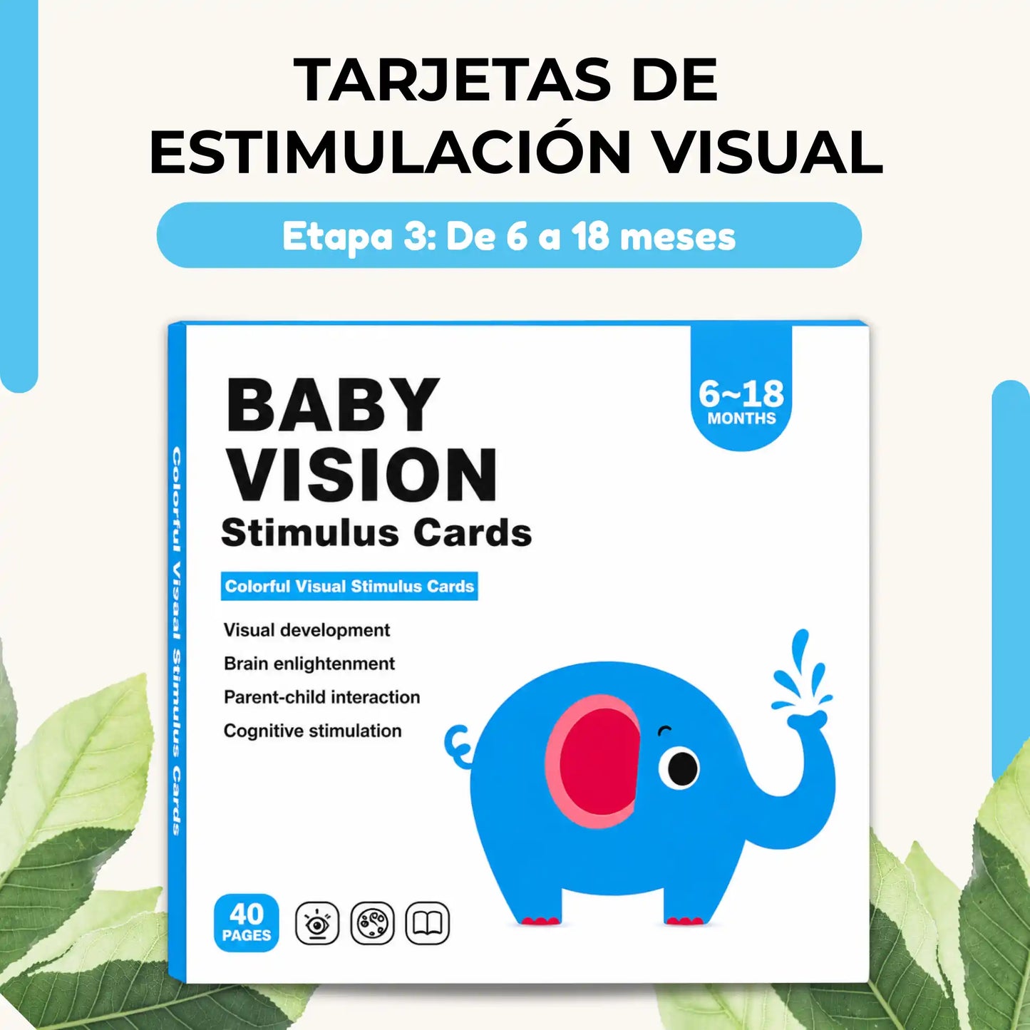 Tarjetas de Estimulación Visual Etapa 3 (6-18 meses) — Colores y Diseños Elaborados