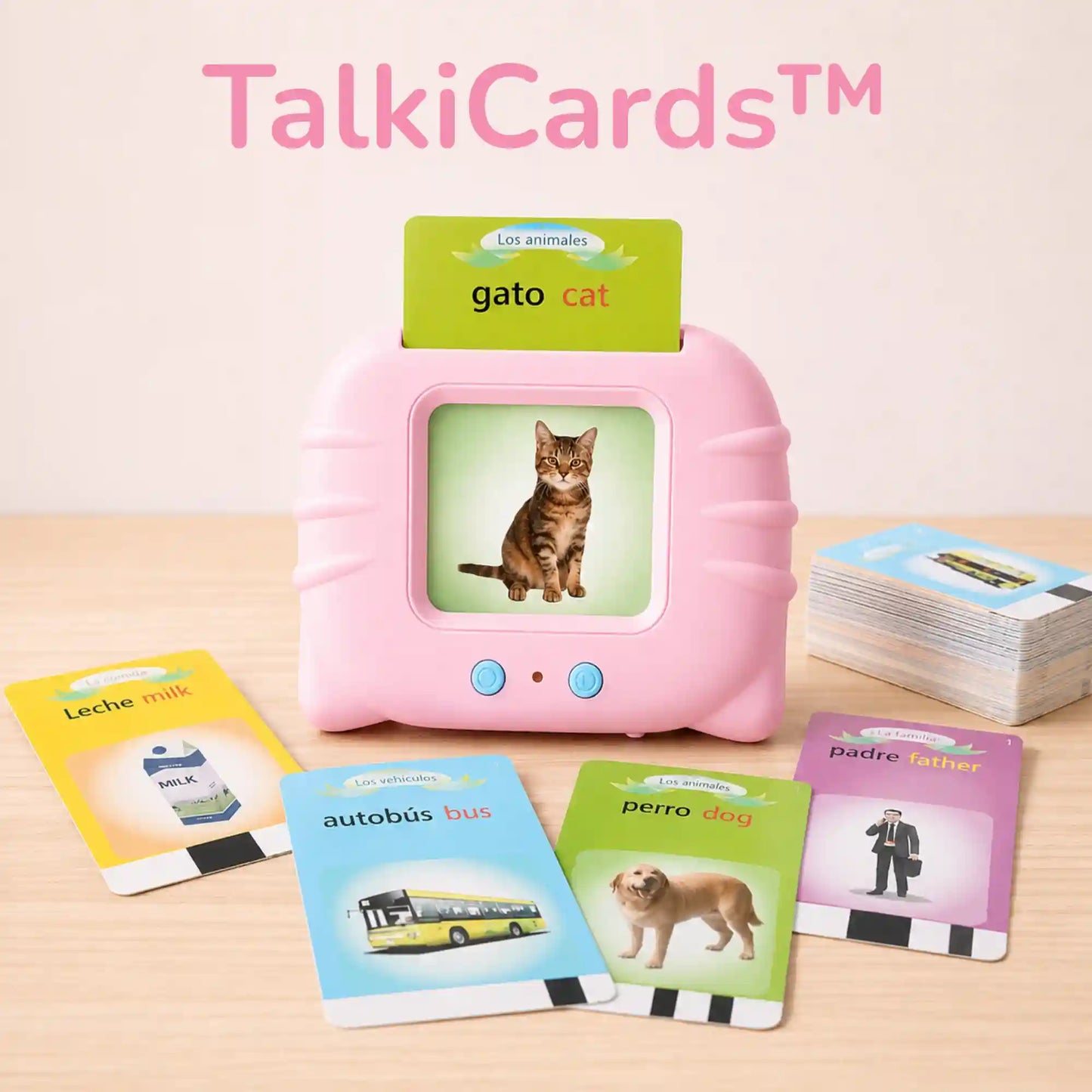 lector de tarjetas bilingue rosa