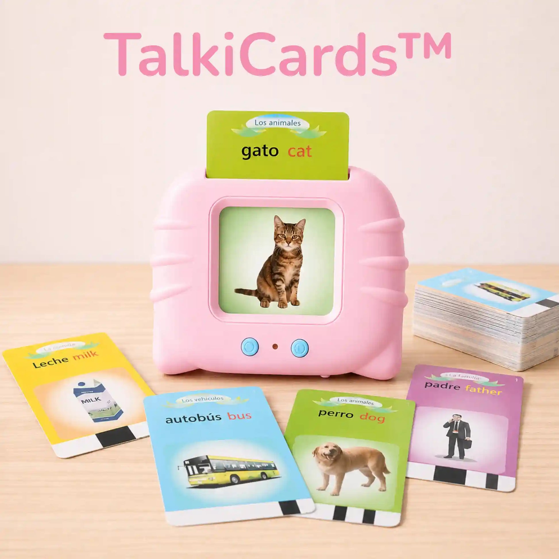 lector de tarjetas bilingue rosa