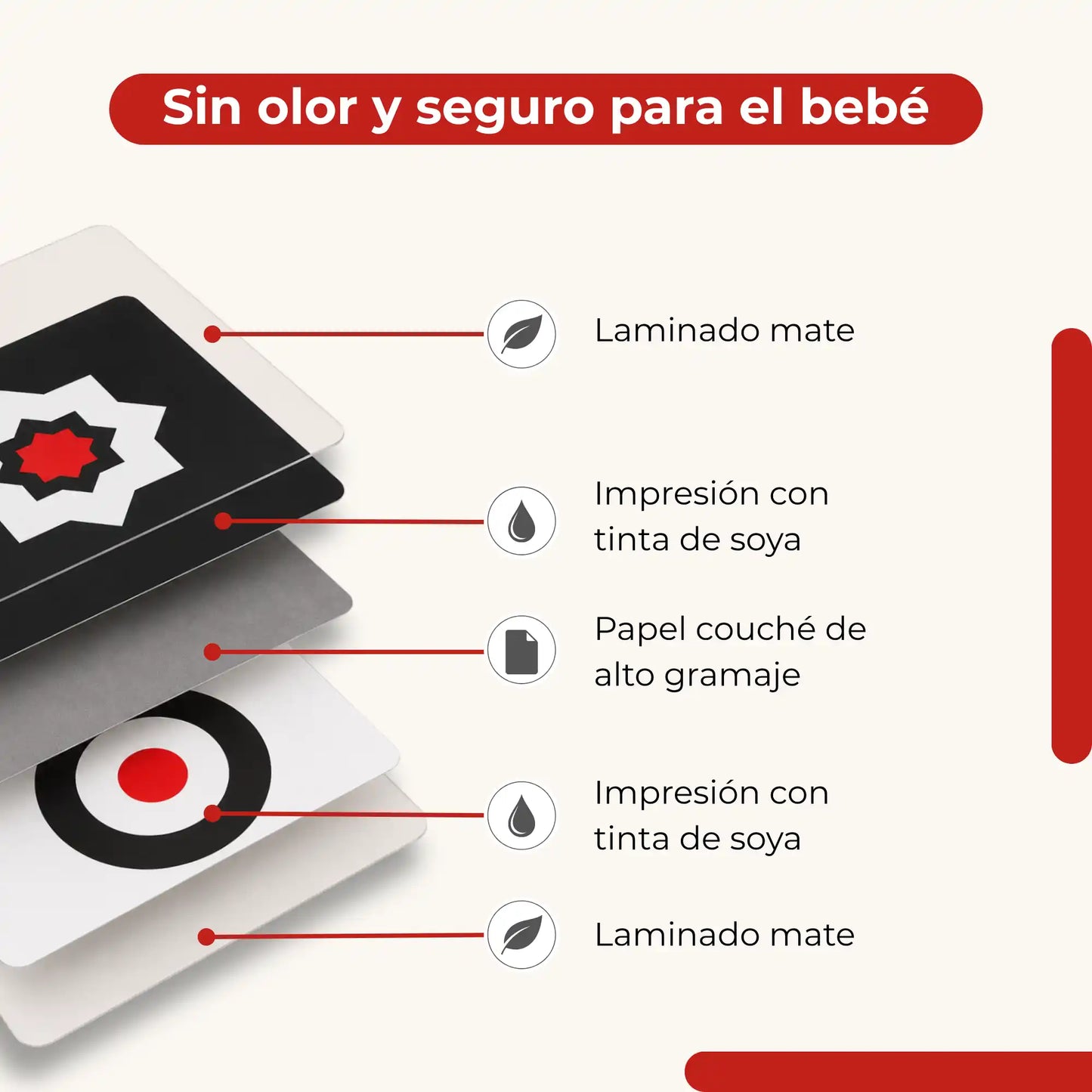 Tarjetas de Estimulación Visual Etapa 2 (3-6 meses) — Introducción al Color Rojo