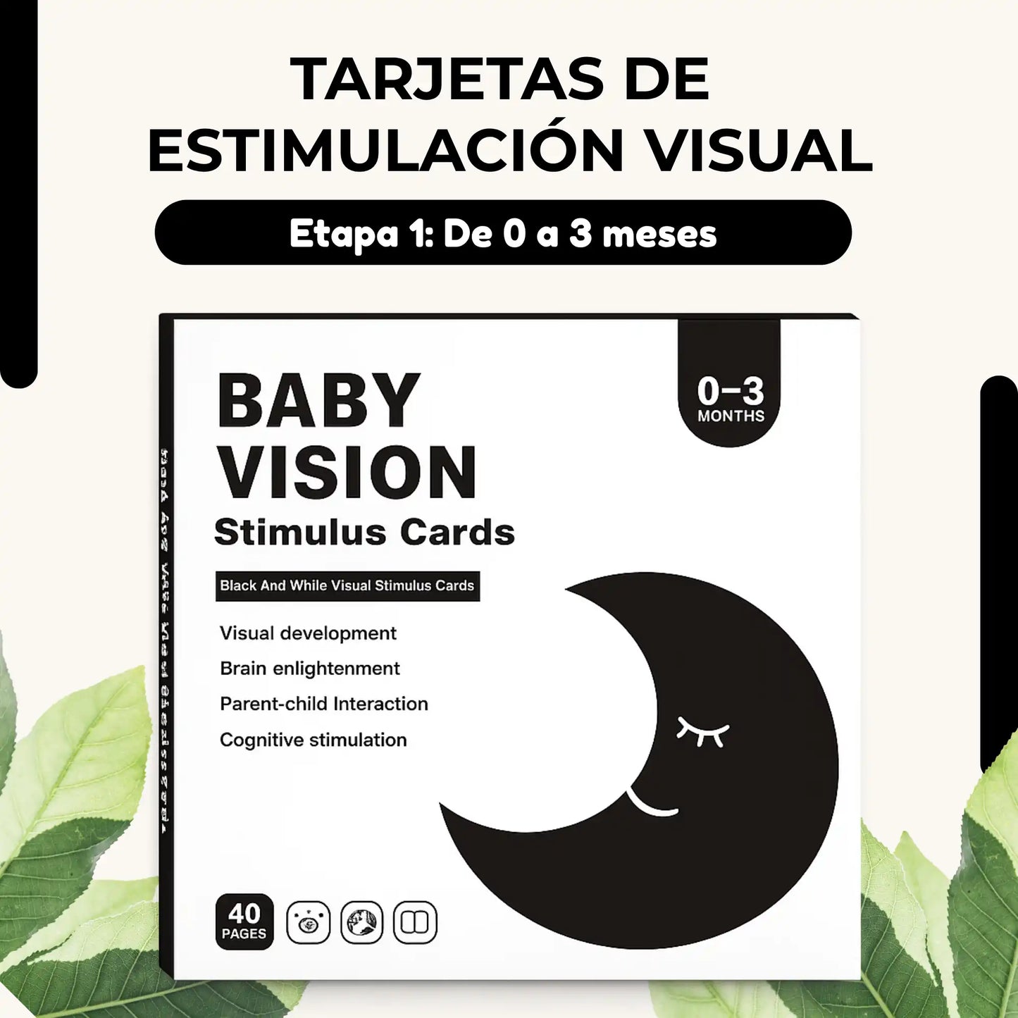 Tarjetas de Estimulación Visual Etapa 1 (0-3 meses) — Blanco y Negro